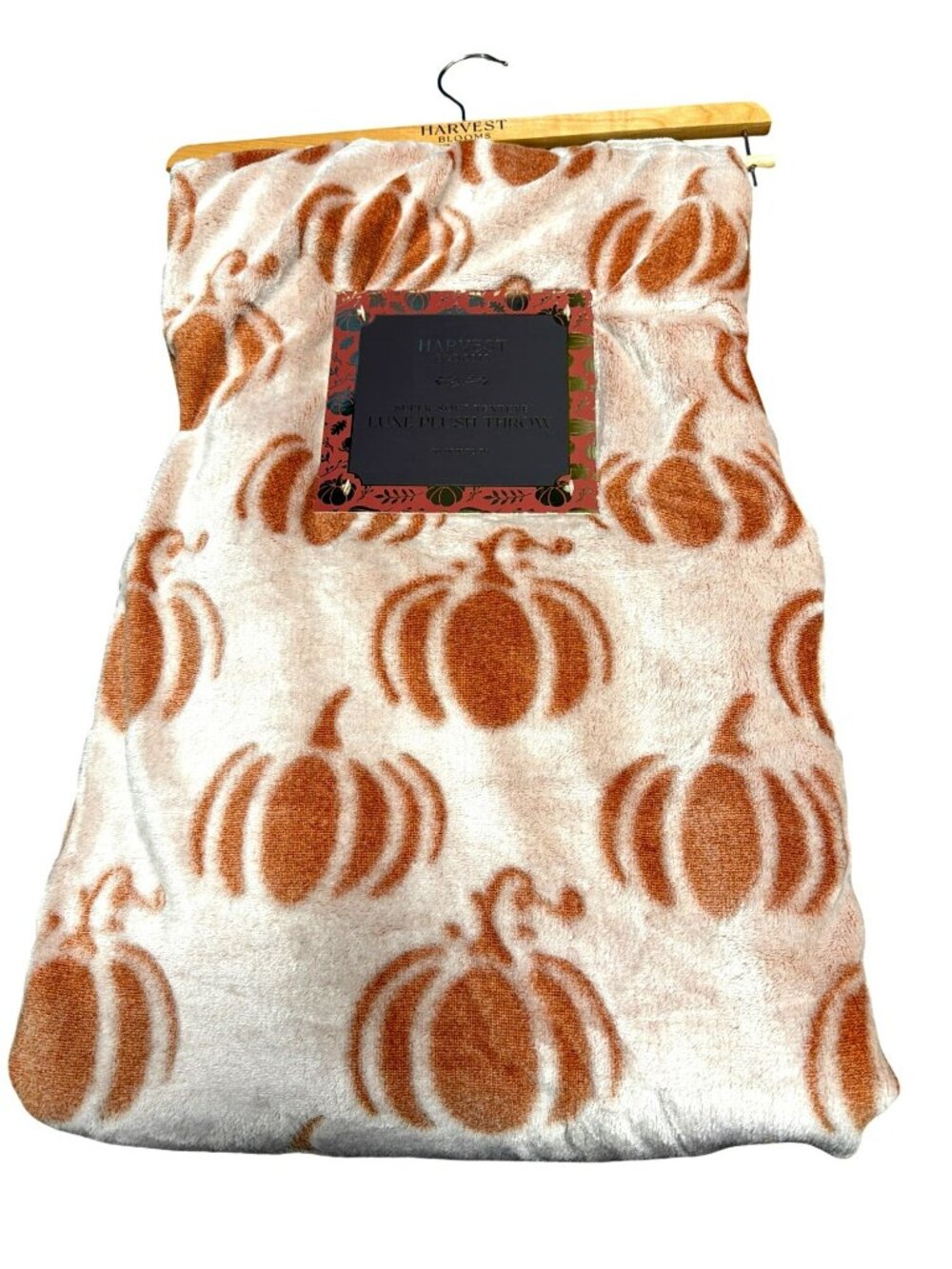 Harvest Blooms Plush Throw Blanket 50x70 Pumpkin Fall Decor